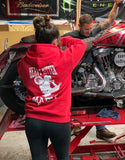 @ashleylockery_ repping HHM wrenching on the tour glide with @chevy_nick56